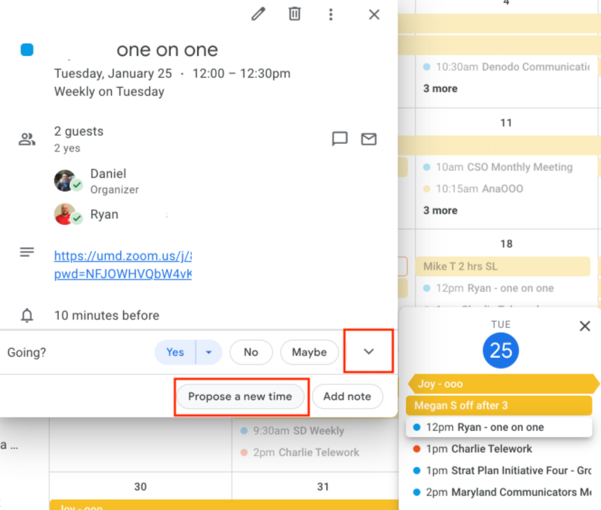 Propose a New Meeting Time in Google Calander IT Service Desk